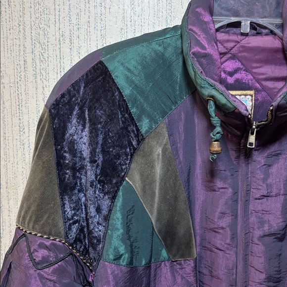80's Current Seen Quilted Patchwork Coat sz M unisex oversized - Picture 3 of 15